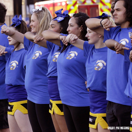 Pflugerville Cheer athletes and parents cheering together